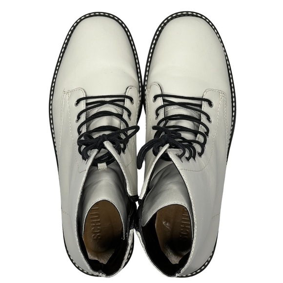 SCHUTZ McKenzie Lace Up Combat Boots Pearl White Women's Size 10B - Picture 5 of 16